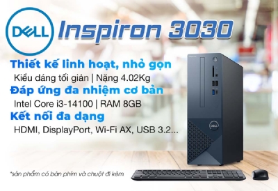 Máy bộ Dell Inspiron 3030SFF SFFI33003W1 (i3 14100/ Ram 8GB/ SSD 512GB/ 1Y)